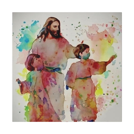 Jesus with Children, Watercolor Print